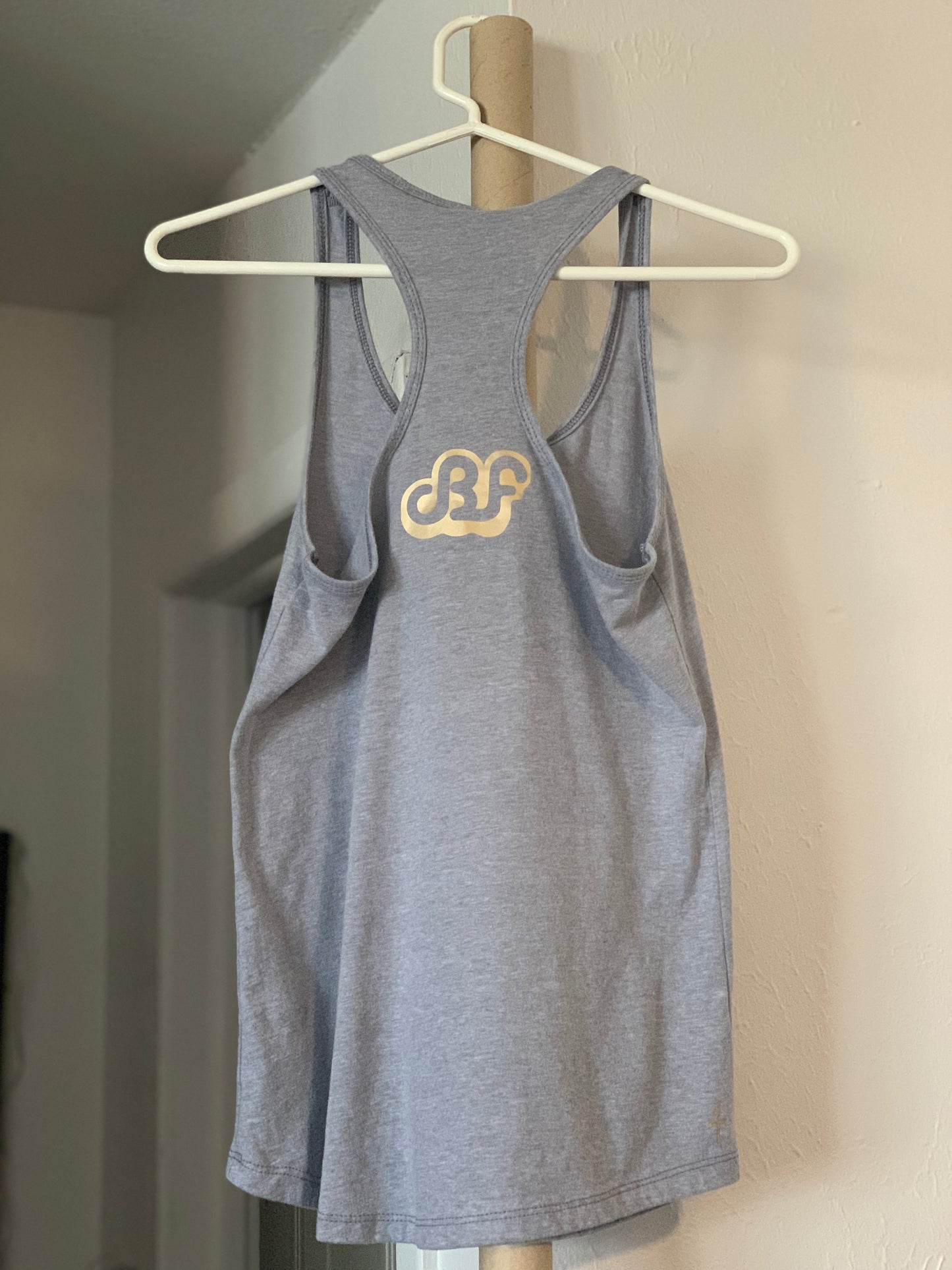 Daily Bread Family-Silhouette-Medium Woman Heather Grey Racerback Tank