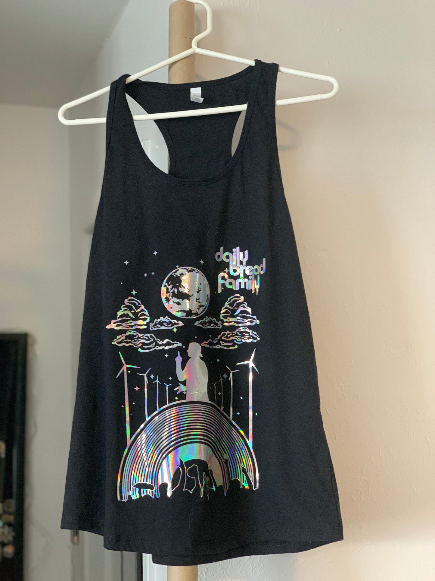 Daily Bread Family-Silhouette-Woman Black Racerback Tank