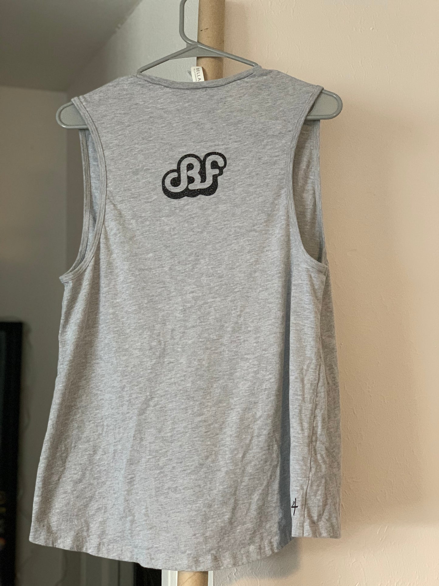 Daily Bread Family-Silhouette-Woman Athletic Heather Grey Muscle Tank