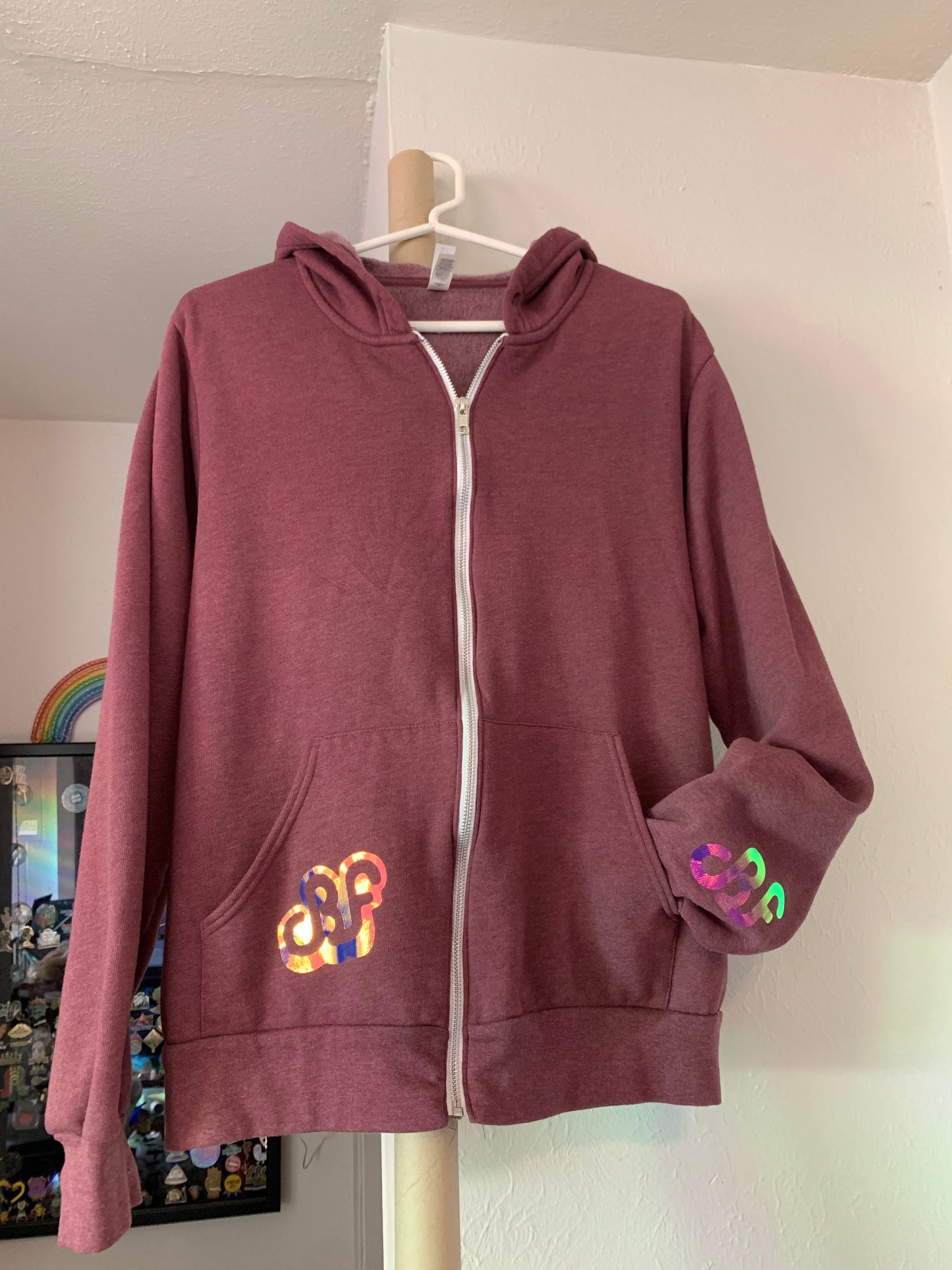 Daily Bread Family-Silhouette-Large Heather Maroon Zipper Hoodie