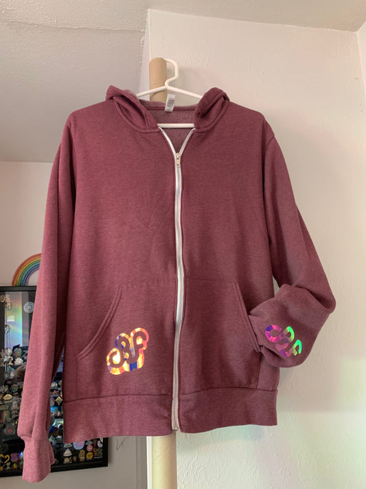 Daily Bread Family-Silhouette-Large Heather Maroon Zipper Hoodie