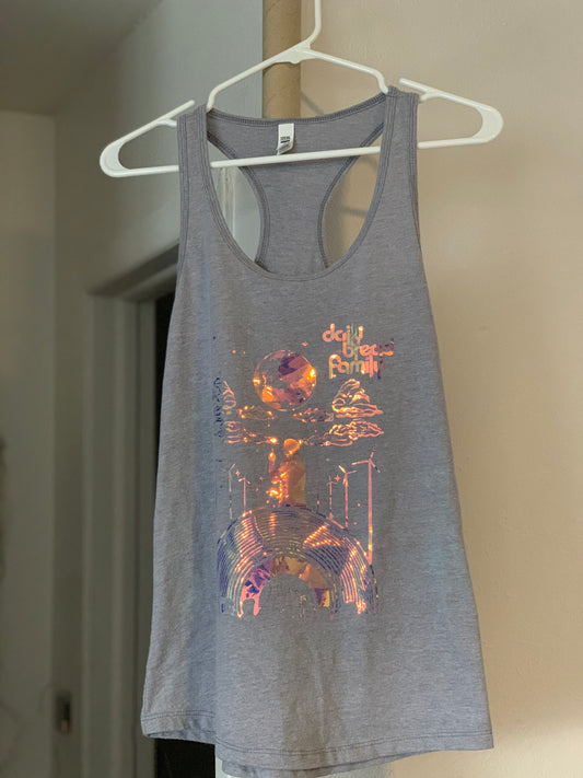 Daily Bread Family-Silhouette-Medium Woman Heather Grey Racerback Tank